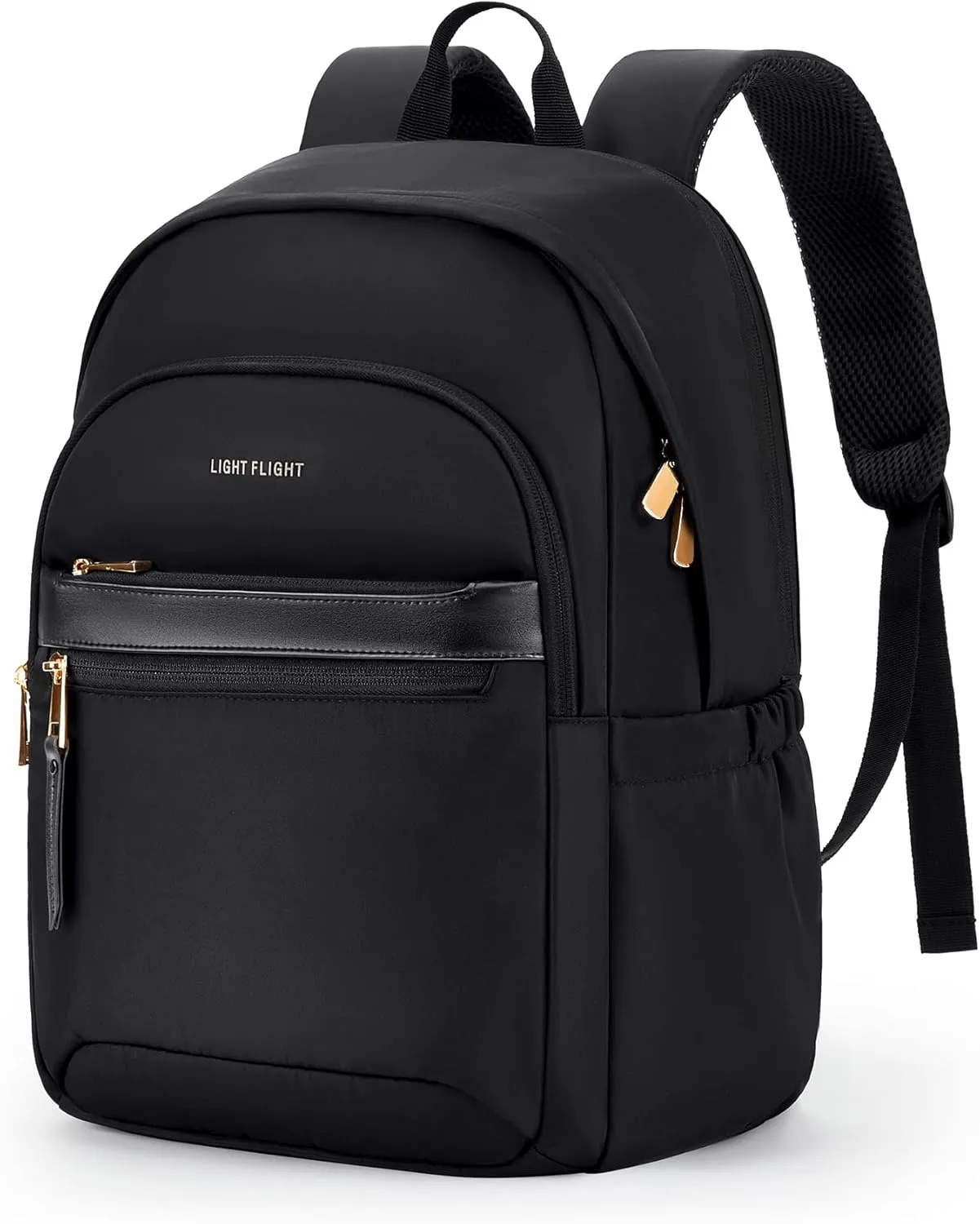 LIGHT FLIGHT Travel Backpack for Women, 15.6 Inch Stylish Laptop Backpack, Computer Bag for College Work Daily, Water-Resistant Casual Daypack with USB Port, Black