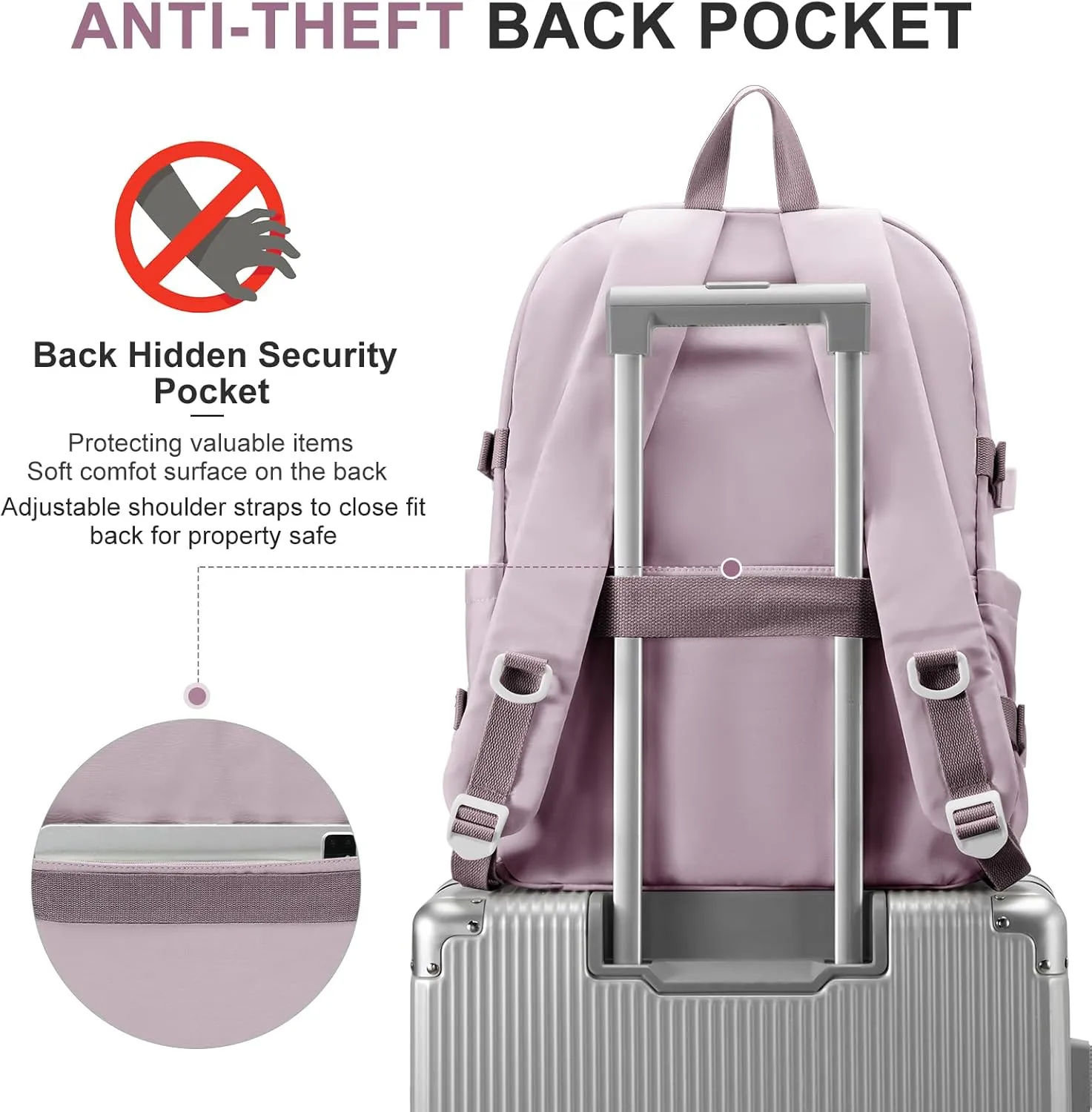 Lightweight College Backpack for Women Men Cute School Bag for Teens Girls Boys High School Backpack for Students Waterproof Casual Daypack Backpack（Purple）