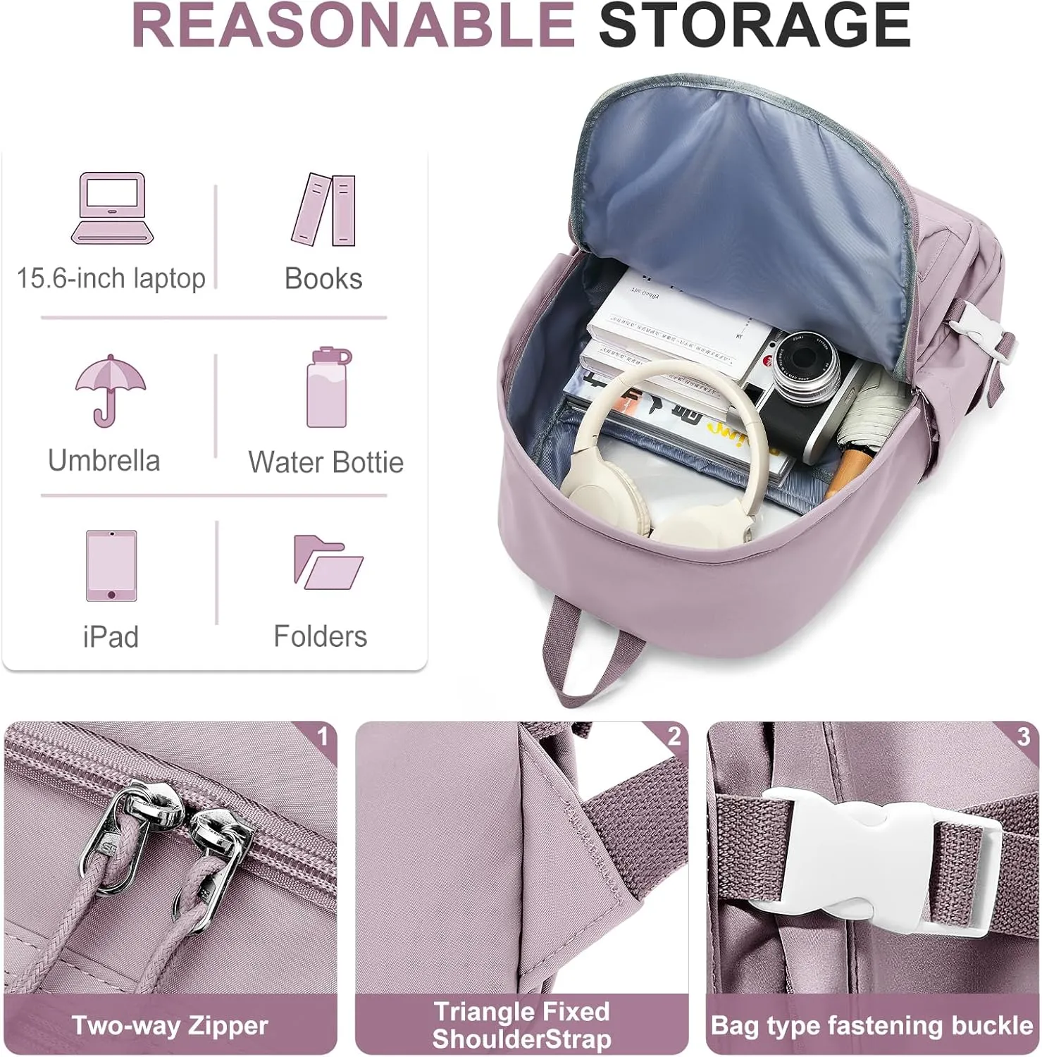 Lightweight College Backpack for Women Men Cute School Bag for Teens Girls Boys High School Backpack for Students Waterproof Casual Daypack Backpack（Purple）