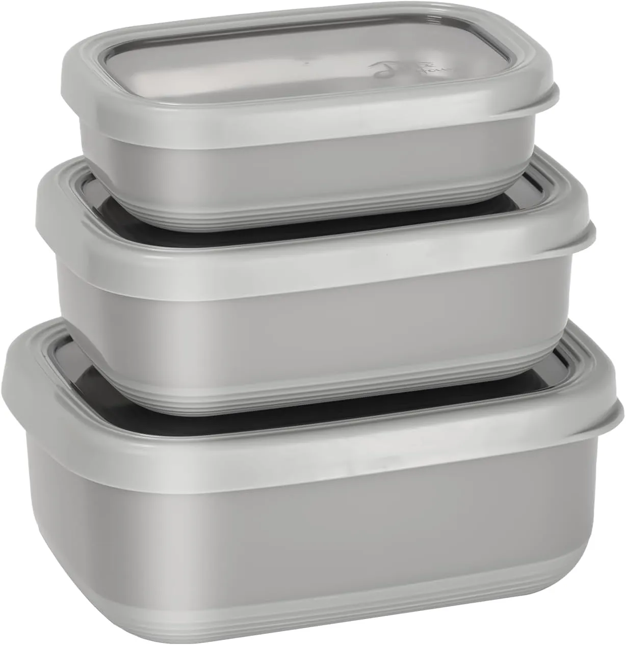 Lille Home Leak Proof Salad Container Stainless for Lunch - Snack Containers Steel - Ideal for Educational Settings & Daycare - Nesting Trio with Silicone Lids - 47oz 30oz 16oz - Grey