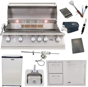 Lion 40-Inch Natural Gas Grill L90000 with Refrigerator and Door and Drawer Combo and Drop-In Sink with and 5 in 1 BBQ Tool Set Best of Backyard Package Deal