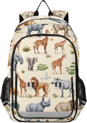 Lion Elephant Gazelle Animal Laptop Backpack Purse for Women Men School Bag 17 Inch Bookbag Student Boys Girls Travel Casual Daypack