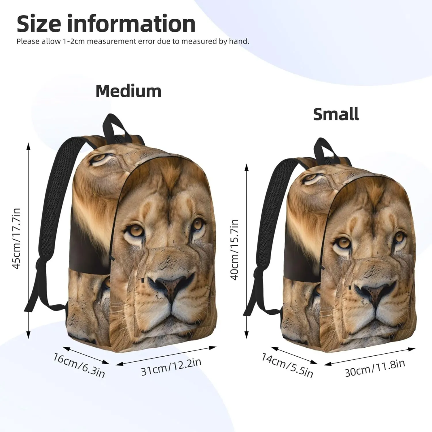 Lion Resting Free Stock Large Canvas Backpack Lightweight Adjustable Laptop Bag Casual Backpack For Travel Work Small