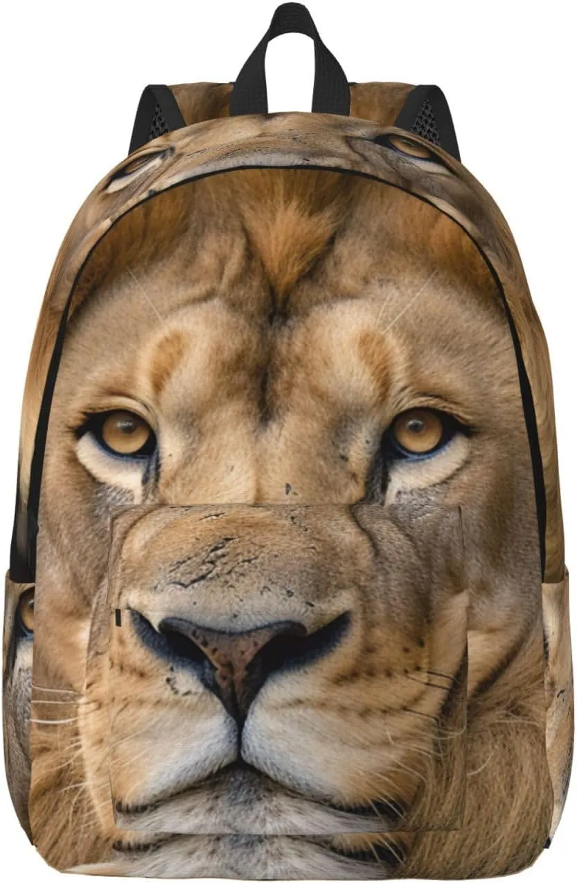 Lion Resting Free Stock Large Canvas Backpack Lightweight Adjustable Laptop Bag Casual Backpack For Travel Work Small