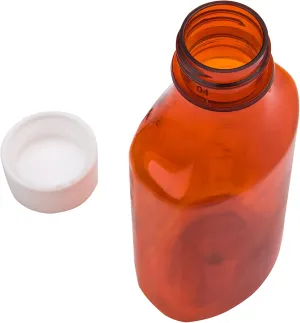 Liquid Amber Oval Sample Bottles with Push & Turn Caps – Child Resistant Pharmacy Prescription Medicine Containers, 12oz Vials (50ct)