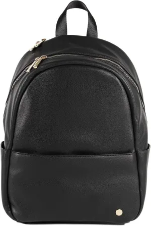 Little Unicorn Skyline Backpack – Diaper, Work, Travel Bag with Changing Pad - Premium Vegan Leather – Lightweight & Durable Design – 5 Interior Pockets – Easily Wipes Clean (Black)