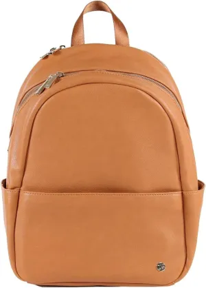 Little Unicorn Skyline Backpack – Diaper, Work, Travel Bag with Changing Pad - Premium Vegan Leather – Lightweight & Durable Design – 5 Interior Pockets – Easily Wipes Clean (Cognac)