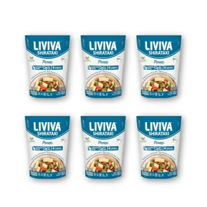 LIVIVA Organic Shirataki Konjac Penne (6 Pk - 110 oz) – Diabetic-Friendly Low Carb, Low Calorie Pasta Noodles Ready to Serve – No Odor, Certified Non-GMO, Gluten Free, Vegan, Plant-Based, Keto, Kosher, Halal