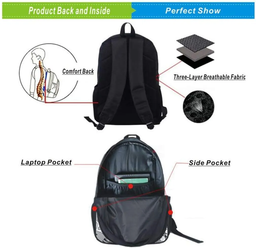 Lodunsyr Children Backpack Unisex Pupils Cartoon Students Bookbag Canvas Schoolbag Kid's Knapsack Teens Boy Girl Daypack