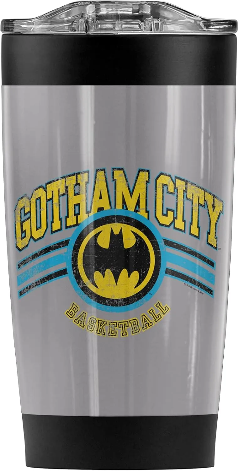 Logovision Batman Gotham City Basketball Stainless Steel Tumbler 20 oz Coffee Travel Mug/Cup, Vacuum Insulated & Double Wall with Leakproof Sliding Lid | Great for Hot Drinks and Cold Beverages