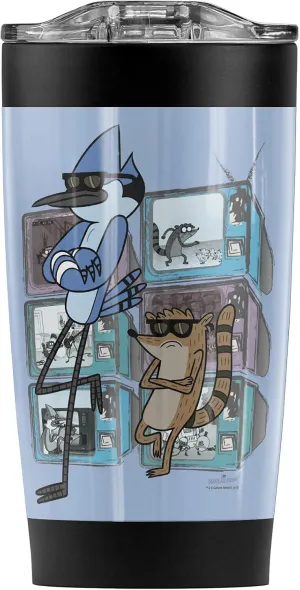 Logovision Regular Show Too Cool Stainless Steel Tumbler 20 oz Coffee Travel Mug/Cup, Vacuum Insulated & Double Wall with Leakproof Sliding Lid | Great for Hot Drinks and Cold Beverages