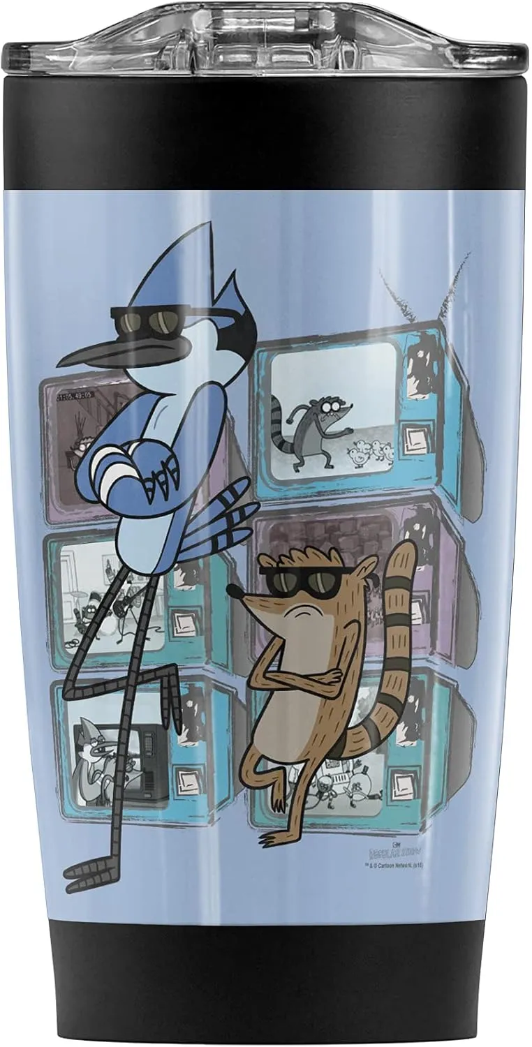 Logovision Regular Show Too Cool Stainless Steel Tumbler 20 oz Coffee Travel Mug/Cup, Vacuum Insulated & Double Wall with Leakproof Sliding Lid | Great for Hot Drinks and Cold Beverages