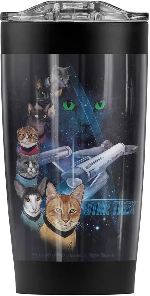 LOGOVISION Star Trek Cat Fleet Stainless Steel Tumbler 20 oz Coffee Travel Mug/Cup, Vacuum Insulated & Double Wall with Leakproof Sliding Lid | Great for Hot Drinks and Cold Beverages
