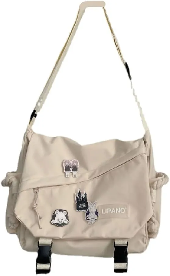 Loizziuy Y2k Crossbody Bag Backpack Kawaii Large Capacity Aesthetic Backpack Cute Casual Travel Mochilas Daypacks (1015 white)