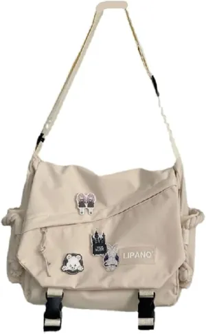 Loizziuy Y2k Crossbody Bag Backpack Kawaii Large Capacity Aesthetic Backpack Cute Casual Travel Mochilas Daypacks (1015 white)