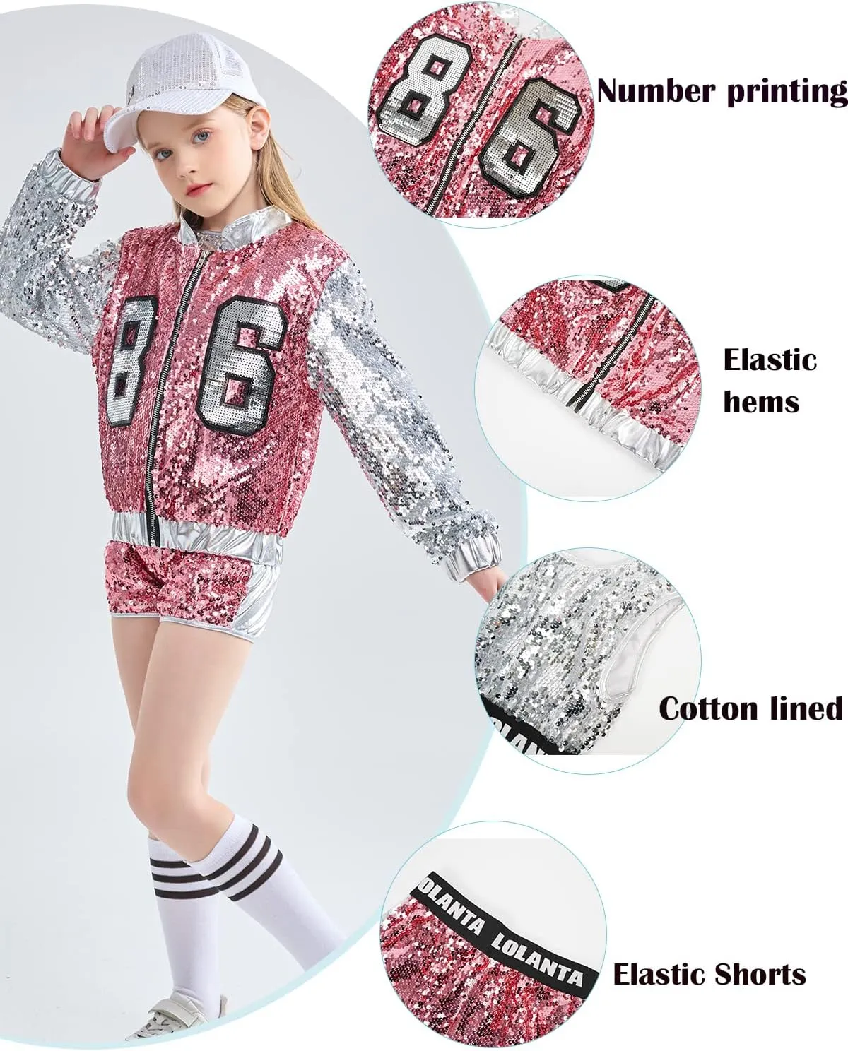 LOLANTA Girls Sequin Dance Costume, Sparkle Hip Hop Jazz Dance Dresses, Modern Dancing Outfits 4-16