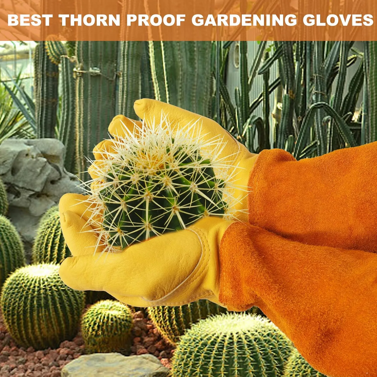 Long Gardening-Gloves Women/Men-Thorn proof Rose Pruning Heavy Duty Gauntlet-L