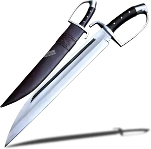 Long Seax Machete - 18" Hand-Forged Heavy-Duty Blade | Full Tang Design | Durable 5160 Leaf Spring Steel | Ergonomic Rosewood Handle | Includes Leather-Wrapped Wooden Scabbard for Safe Storage