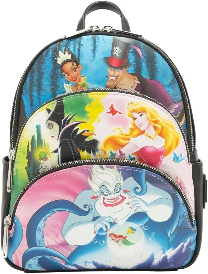 Loungefly Disney Princesses vs Villains Triple Pocket Womens Backpack