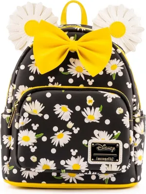Loungefly Minnie Mouse Daisies Mini Backpack BlackWhiteYellow
