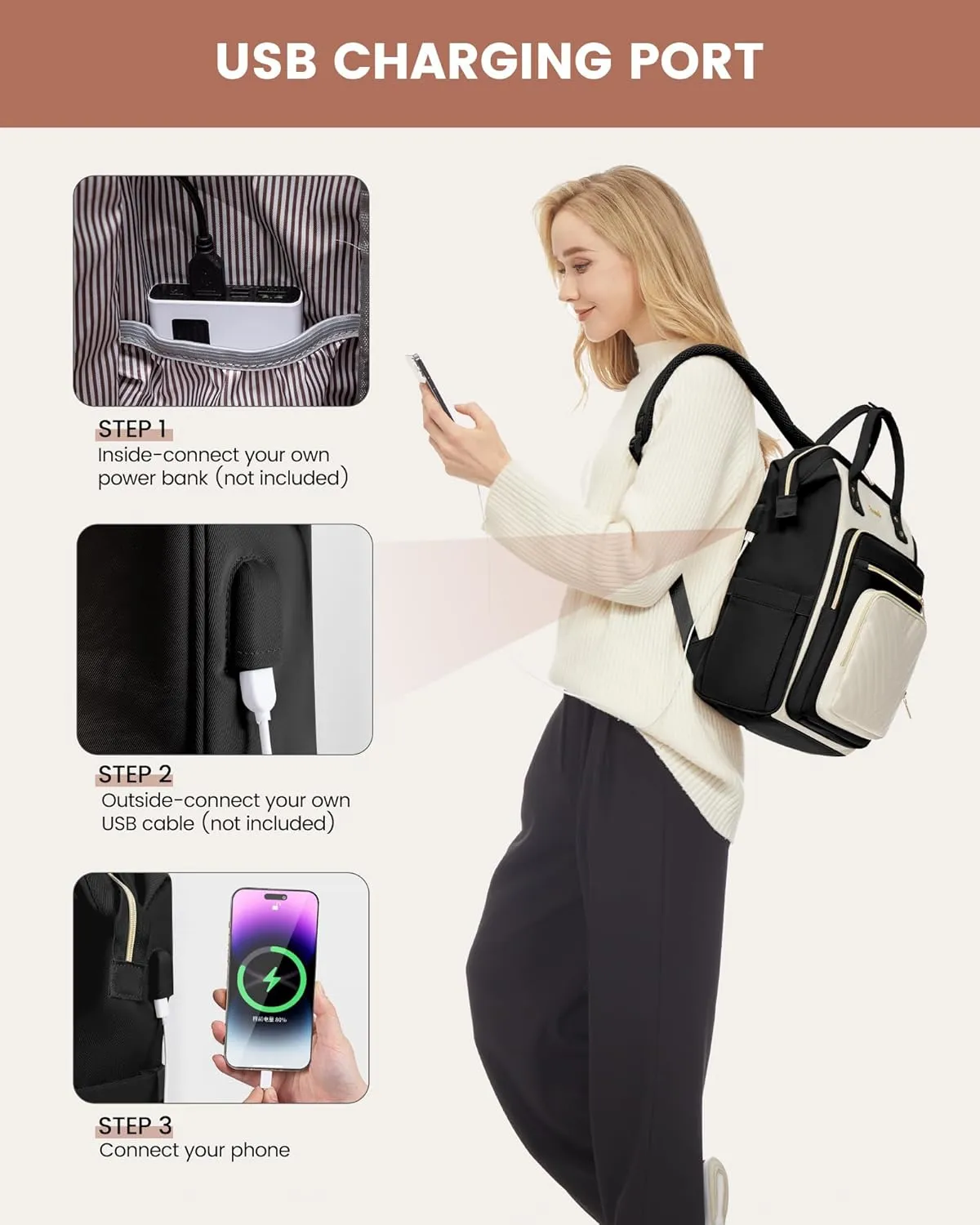 LOVEVOOK 15.6 Inch Laptop Backpack for Women,Travel Work Backpack Purse with USB Port,Large Capacity Nurse Bag Teacher Backpack,Waterproof Casual Daypack Business Computer Bag