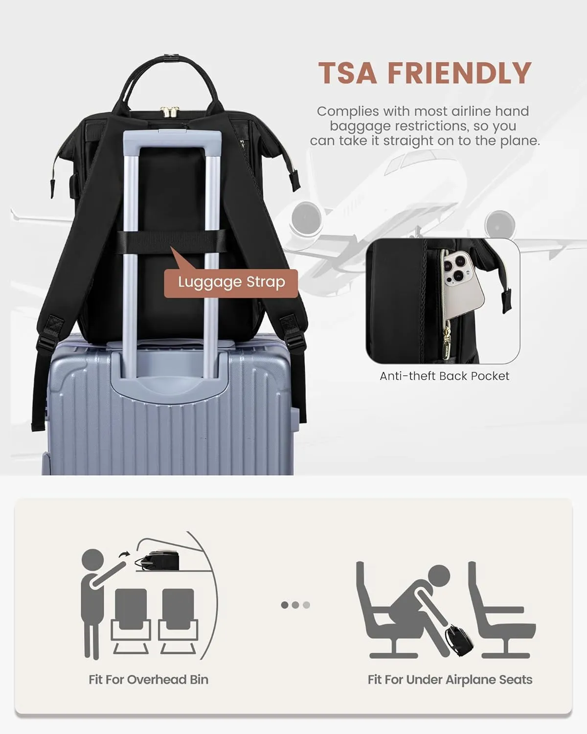 LOVEVOOK 15.6 Inch Laptop Backpack for Women,Travel Work Backpack Purse with USB Port,Large Capacity Nurse Bag Teacher Backpack,Waterproof Casual Daypack Business Computer Bag