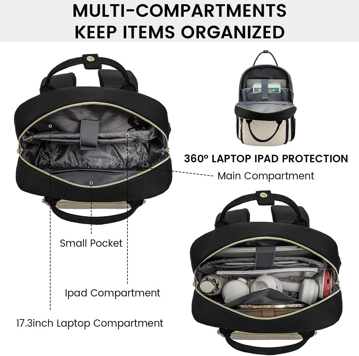 LOVEVOOK 17.3 Inch Laptop Backpack for Women,Fashion Work Travel Backpack,Waterproof Day Pack Purse for Teacher Nurse