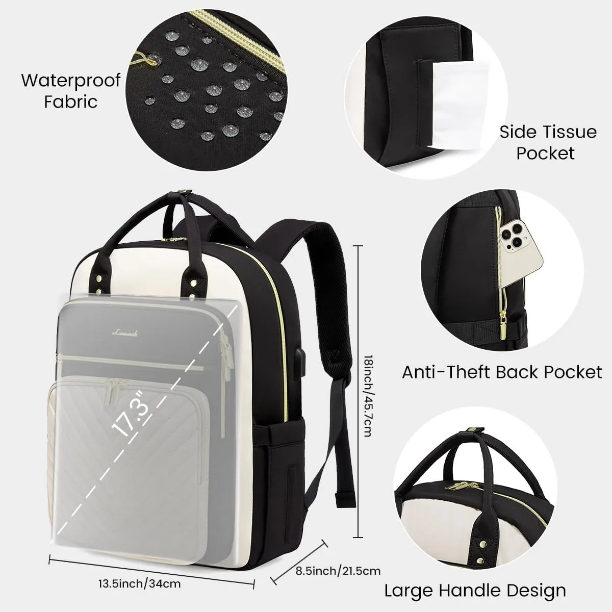 LOVEVOOK 17.3 Inch Laptop Backpack for Women,Fashion Work Travel Backpack,Waterproof Day Pack Purse for Teacher Nurse
