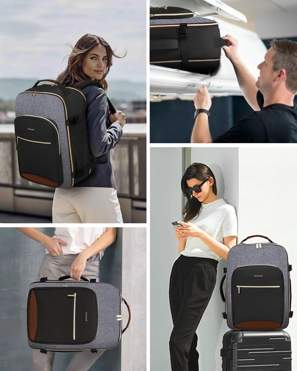 LOVEVOOK 50L Carry on Backpack for Women & Men with 3 Packing Cubes, Large Travel Backpack for Airplanes, TSA Personal Item Travel Bag with Laptop Pocket, Weekender Essentials Airline Approved