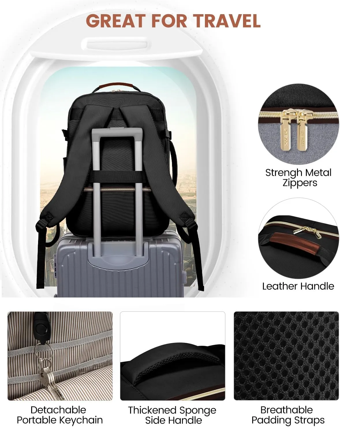 LOVEVOOK 50L Carry on Backpack for Women & Men with 3 Packing Cubes, Large Travel Backpack for Airplanes, TSA Personal Item Travel Bag with Laptop Pocket, Weekender Essentials Airline Approved