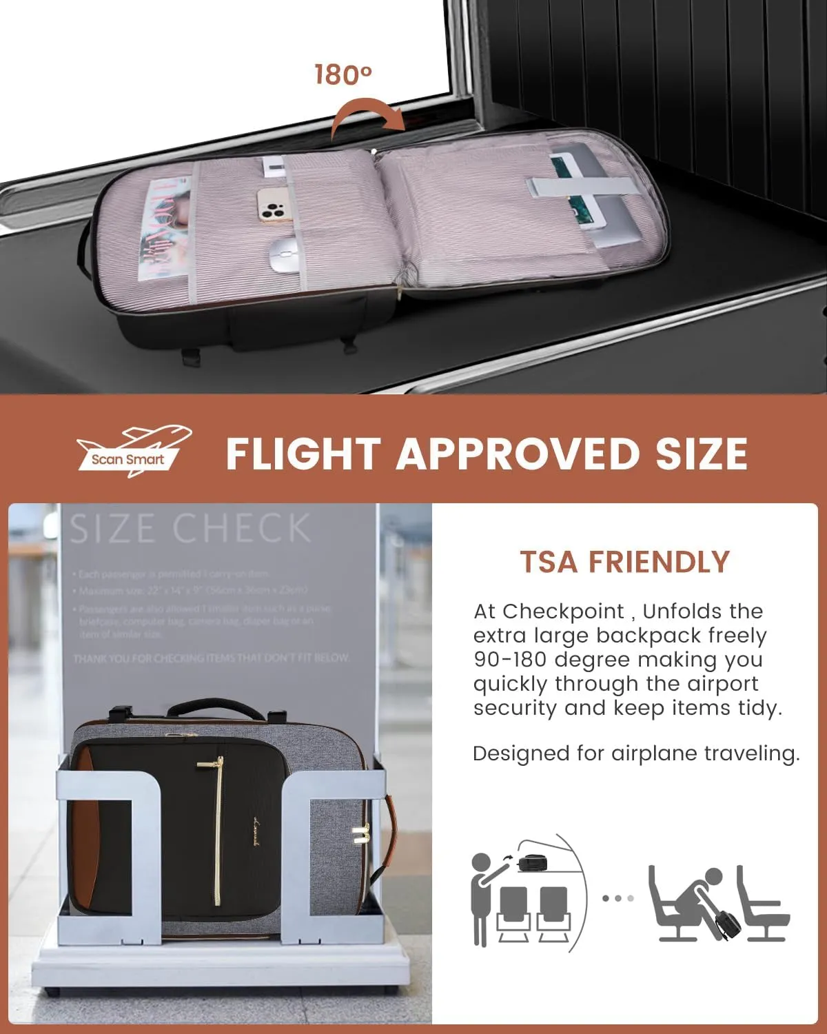 LOVEVOOK 50L Carry on Backpack for Women & Men with 3 Packing Cubes, Large Travel Backpack for Airplanes, TSA Personal Item Travel Bag with Laptop Pocket, Weekender Essentials Airline Approved