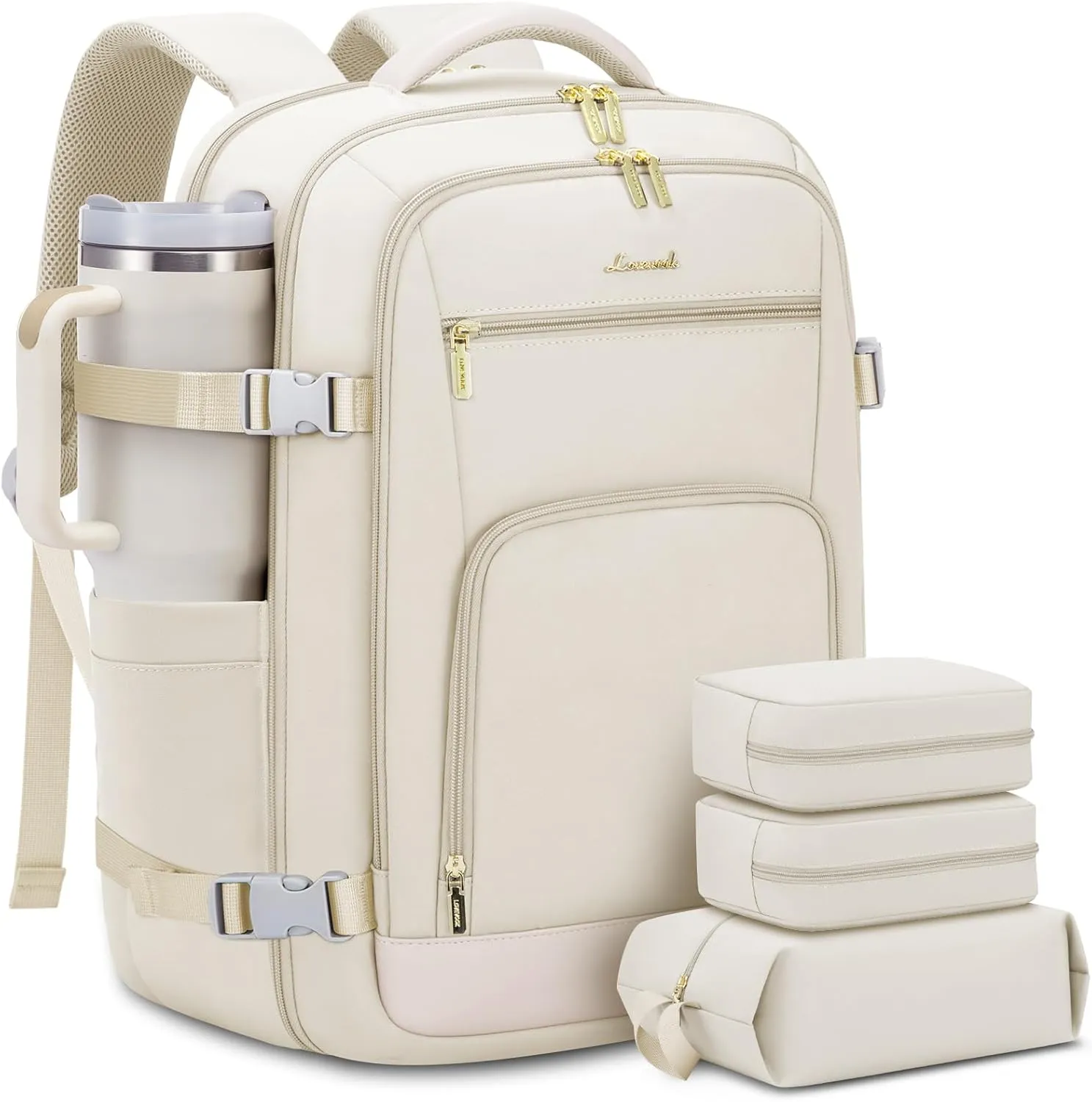 LOVEVOOK 50L Large Travel Backpack for Women Flight Approved, Carry on Backpack for Airplanes, Personal Item Travel Bag, Waterproof 18 Inch Laptop Backpack, Business Weekender Overnight Daypack, 4Pcs