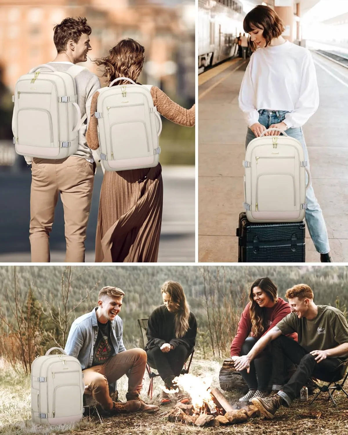 LOVEVOOK 50L Large Travel Backpack for Women Flight Approved, Carry on Backpack for Airplanes, Personal Item Travel Bag, Waterproof 18 Inch Laptop Backpack, Business Weekender Overnight Daypack, 4Pcs