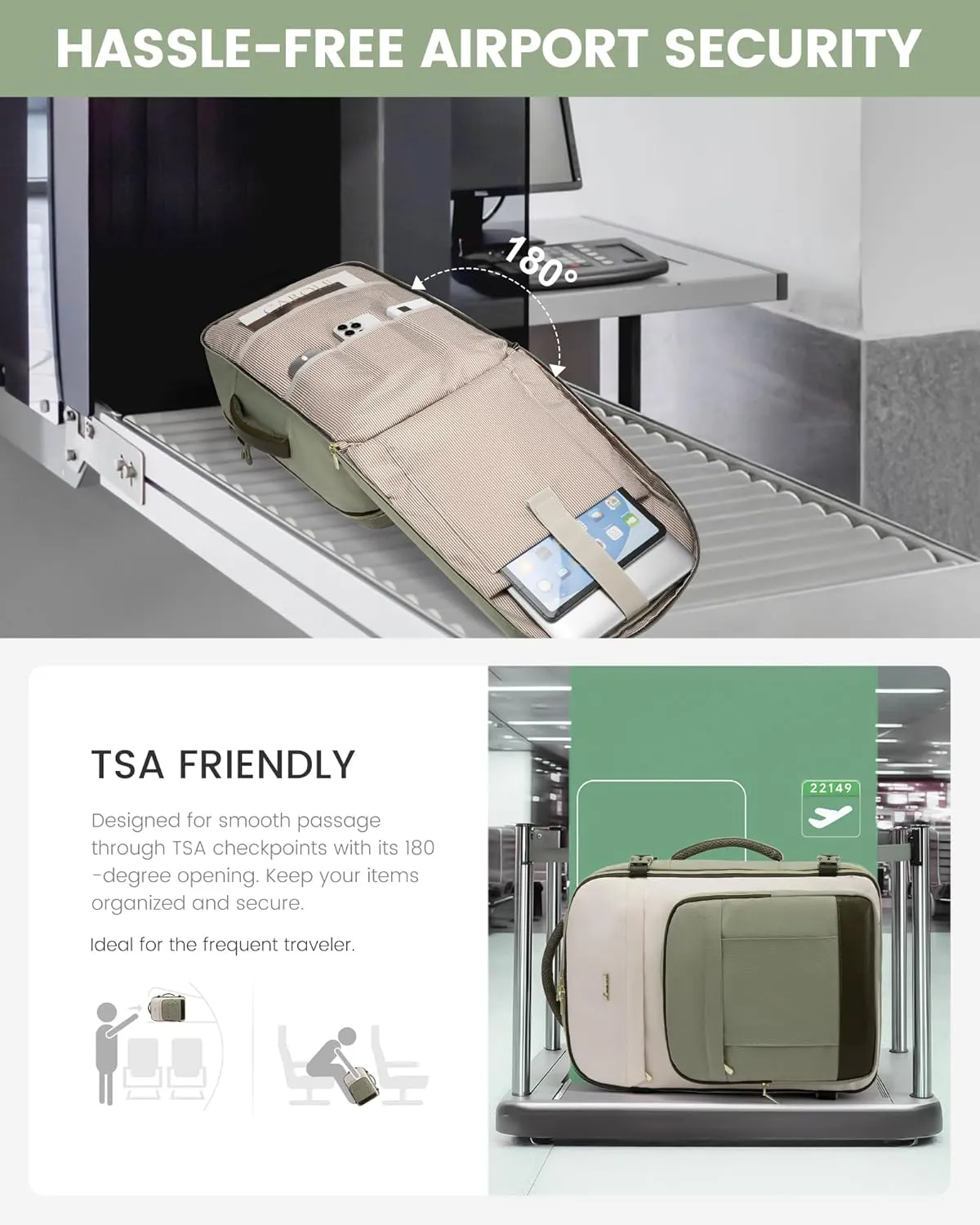 LOVEVOOK 50L Travel Backpack for Women & Men - 18 Inch Carry On Backpack & Personal Item Backpack for Airlines, Spacious and Durable Design, with 3 Packing Cubes