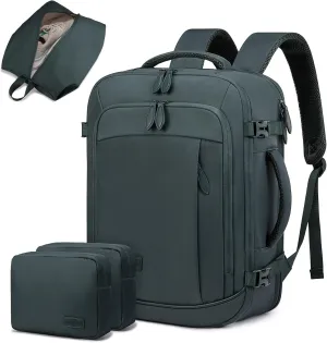 LOVEVOOK Business Laptop Travel Backpack for Men Women, 35L Large Carry On Bag Fits 15.6" Laptop, Flight Approved Personal Item, Waterproof Luggage for Daily Use Weekender Trip Work Uni, Dark Green