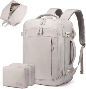 LOVEVOOK Carry On Backpack for Women Men, 35L Large Travel Bag Fits 15.6" Laptop, TSA Flight Approved Personal Item, Waterproof Luggage for Daily Use Weekender Trip Work Business Uni, Cloud Gray
