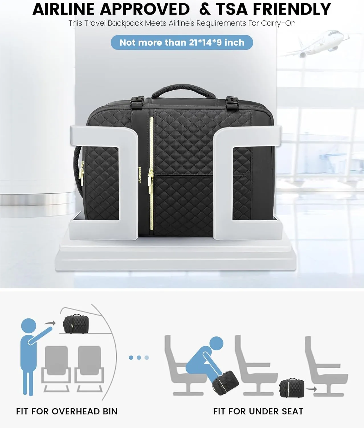 LOVEVOOK Carry On Travel Backpack for Women, 40L Personal Item Travel Bag Flight Approved, TSA Large Backpack for 17'' Laptop, Waterproof Weekender Business Hiking Bag with 3 Packing Cubes