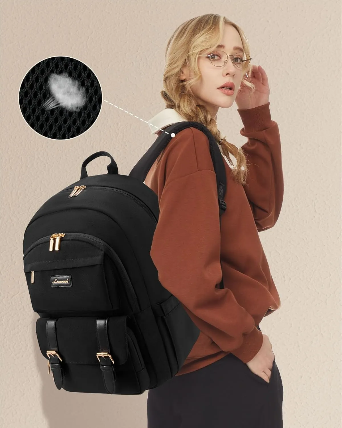 LOVEVOOK College Backpack for Women Fit 15.6 Inch Laptop, Cute Aesthetic Backpack