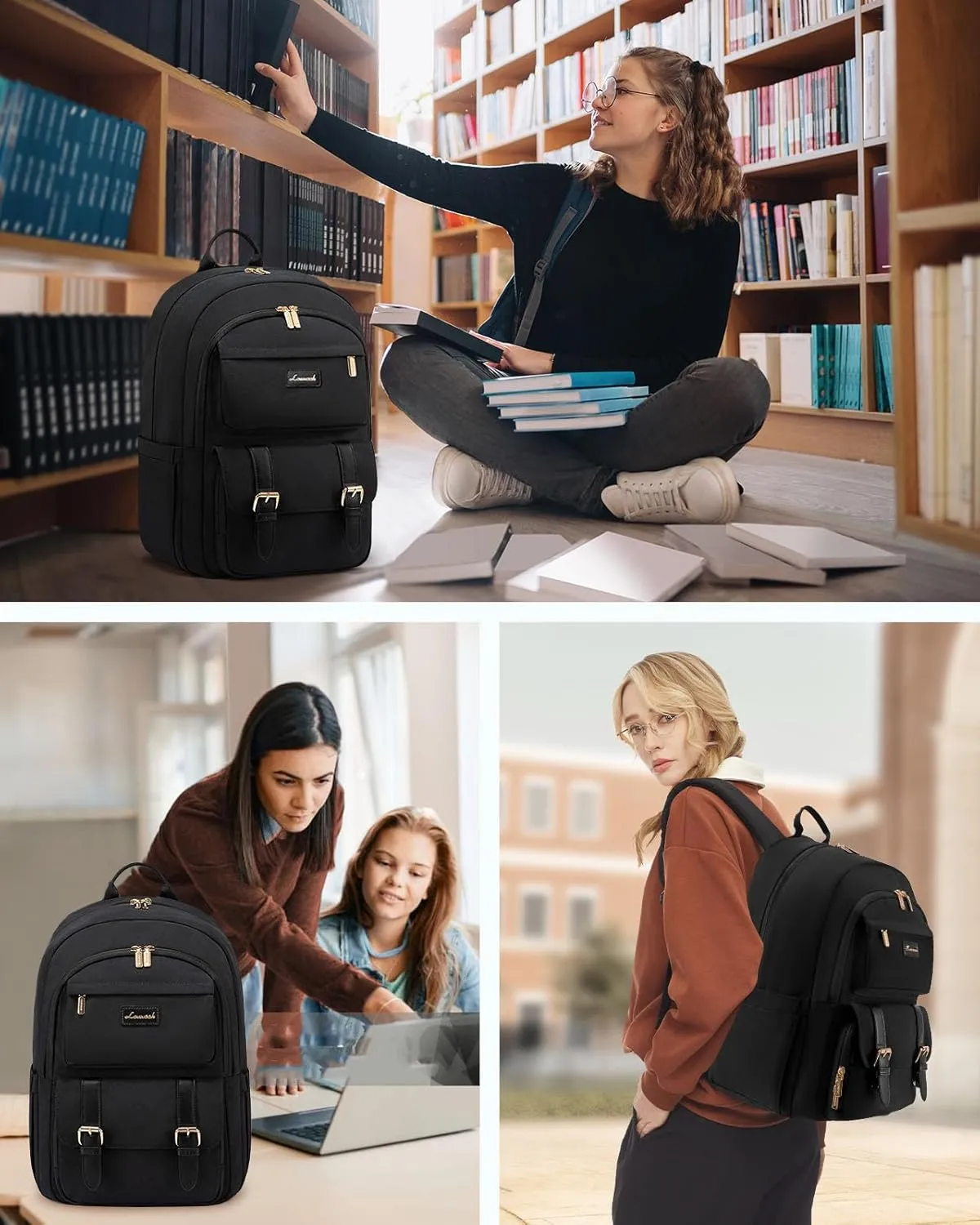 LOVEVOOK College Backpack for Women Fit 15.6 Inch Laptop, Cute Aesthetic Backpack