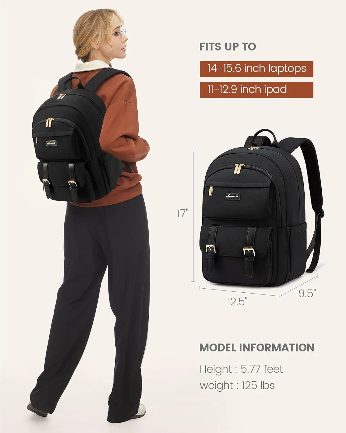 LOVEVOOK College Backpack for Women Fit 15.6 Inch Laptop, Cute Aesthetic Backpack