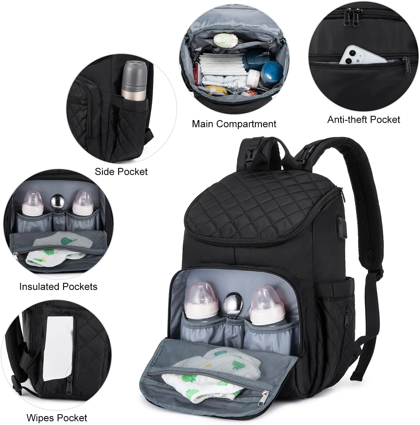 LOVEVOOK Diaper Bag Backpack Large Capacity Baby Bag with Portable Changing Pad, Multifunction Baby Travel Backpack
