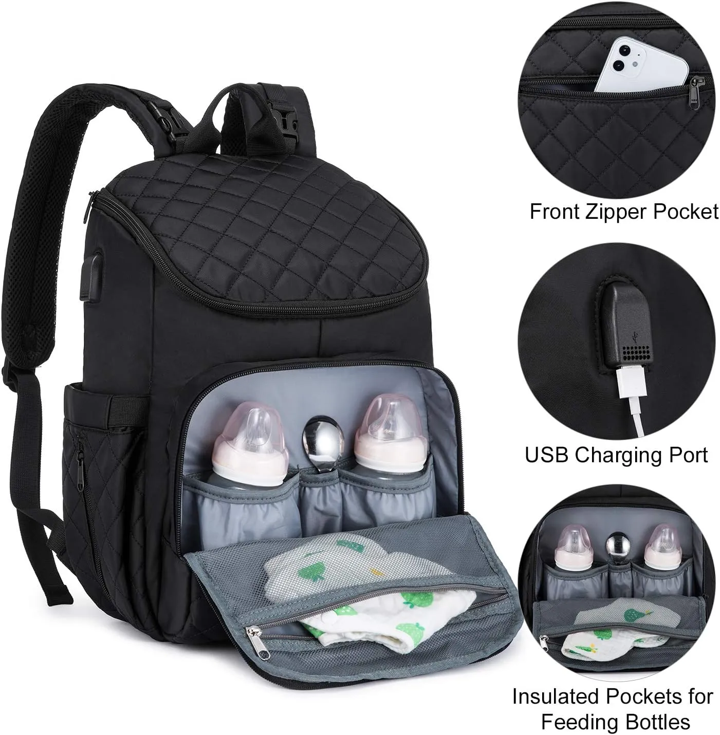LOVEVOOK Diaper Bag Backpack Large Capacity Baby Bag with Portable Changing Pad, Multifunction Baby Travel Backpack