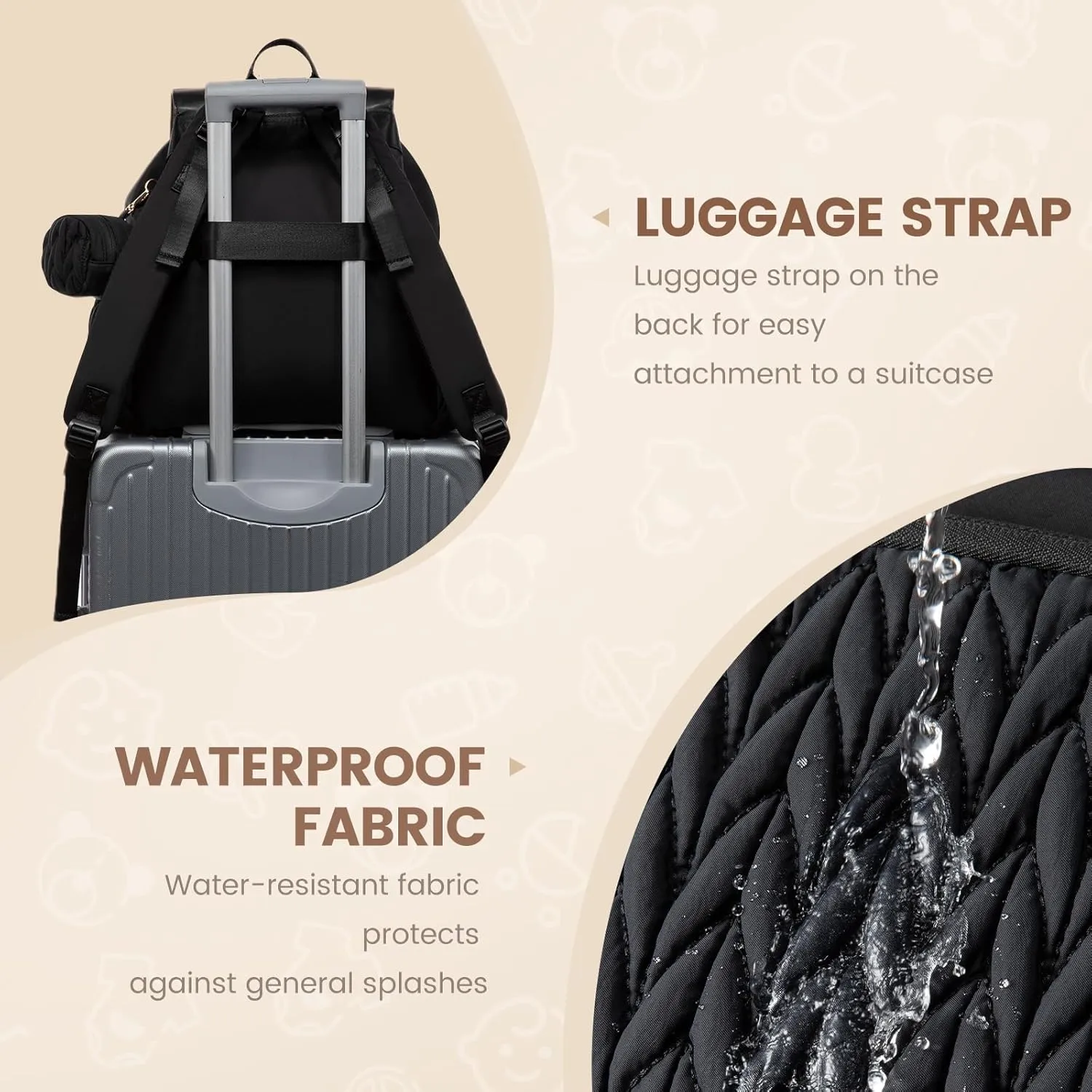 LOVEVOOK Diaper Bag Backpack, Small Cute Baby Bag, Stylish Water-Resistant Travel Bag for Mom, Baby Backpack with Changing Pad, Stroller Straps - Black