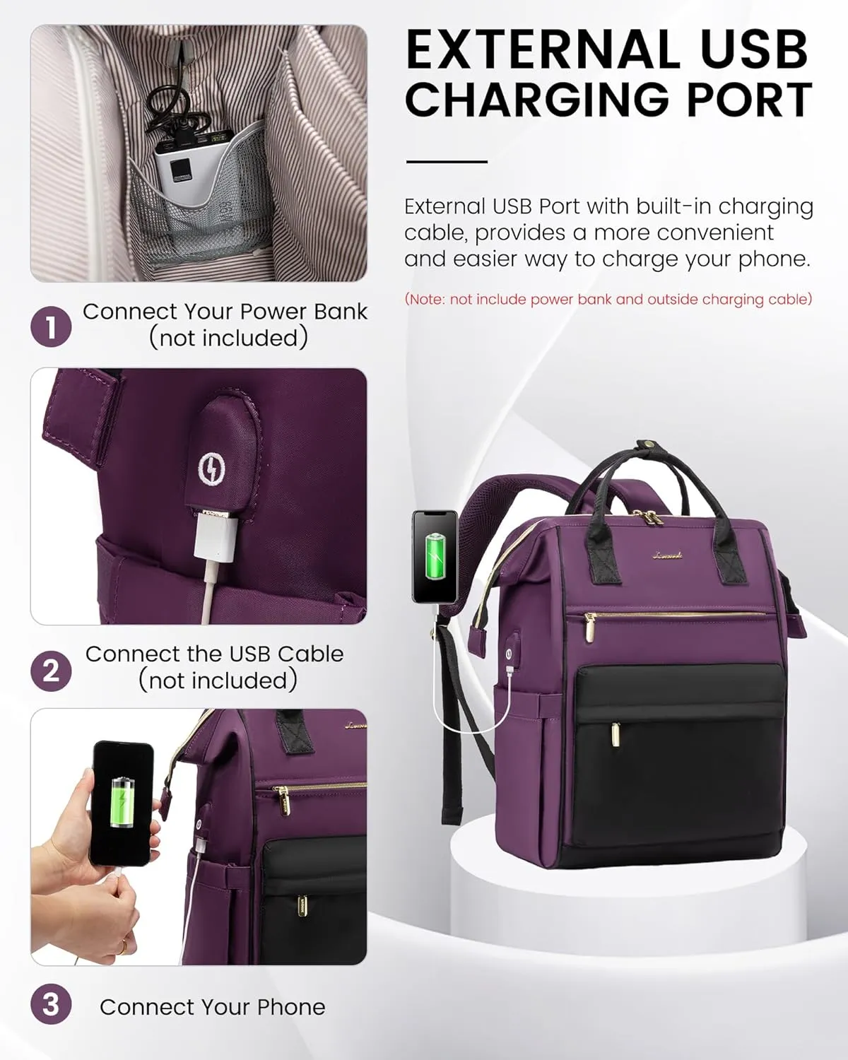 LOVEVOOK Laptop Backpack for Women, 17 Inch Work Teacher Nurse Bag, Large Capacity Business Computer Backpack Purse with USB Port, Stylish Casual Daypack for Travel
