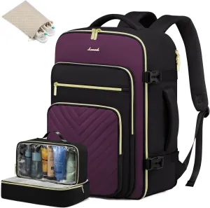 LOVEVOOK Large Travel Backpack for Women, Carry On Bag Flight Approved, 40L TSA Personal Item Travel Bag with 3 Packing Cubes, Waterproof 17 Inch Laptop Hiking Casual Backpack