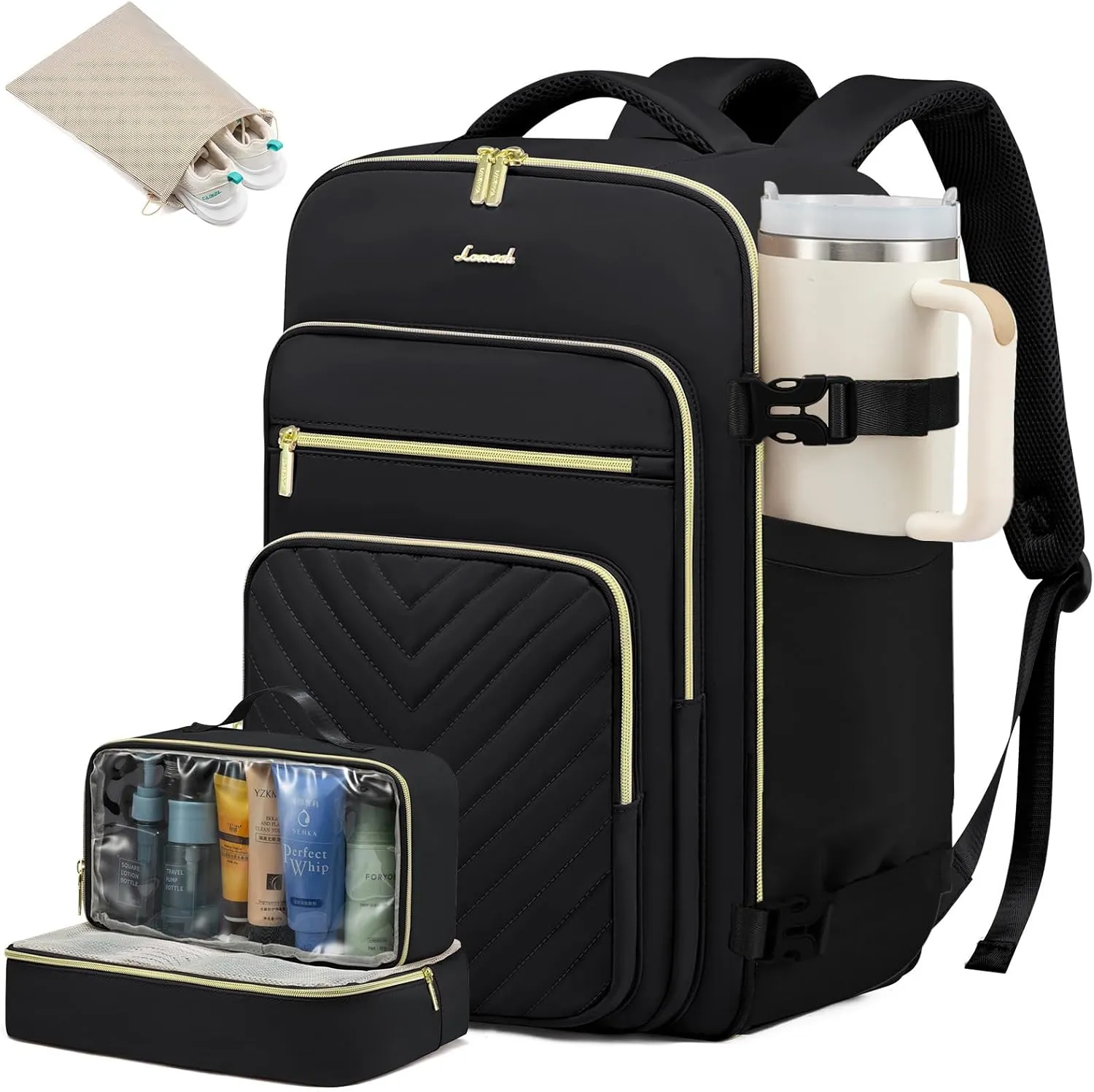 LOVEVOOK Large Travel Backpack for Women, Carry On Bag Flight Approved, 40L TSA Personal Item Travel Bag with 3 Packing Cubes, Waterproof 17 Inch Laptop Hiking Casual Bag Backpack