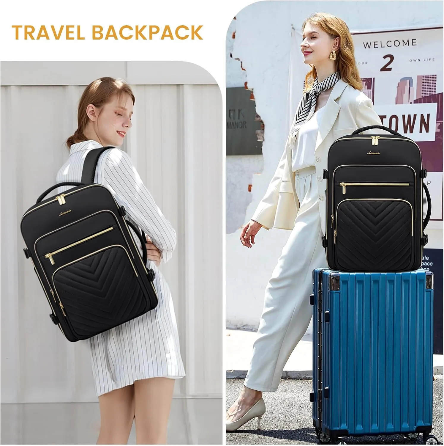 LOVEVOOK Large Travel Backpack for Women, Carry On Bag Flight Approved, 40L TSA Personal Item Travel Bag with 3 Packing Cubes, Waterproof 17 Inch Laptop Hiking Casual Bag Backpack