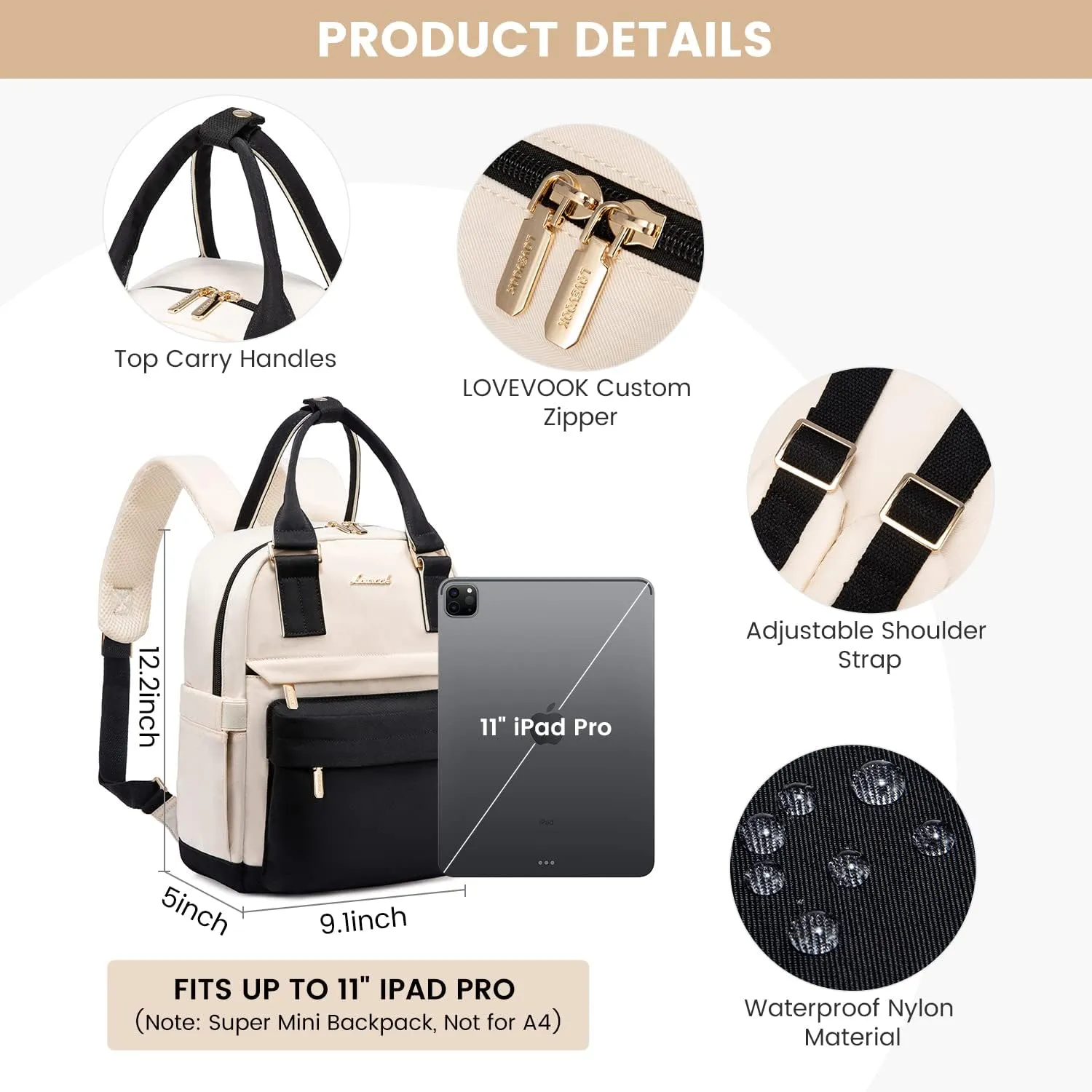 LOVEVOOK Mini Backpack for Women Stylish Waterproof Backpack Purse with USB Port, Cute Bookbag for College School Travel