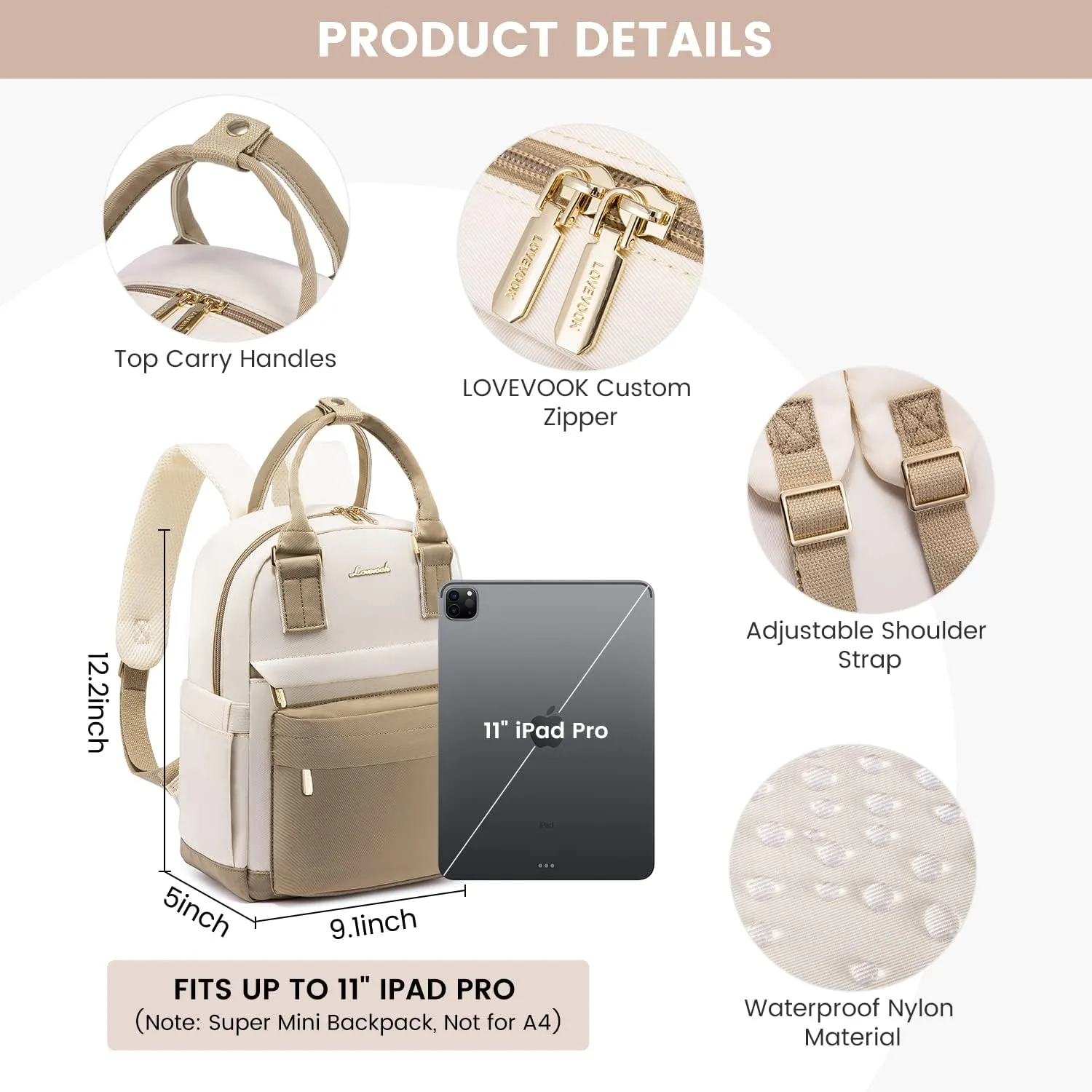 LOVEVOOK Mini Backpack for Women Stylish Waterproof Backpack Purse with USB Port, Cute Bookbag for College School Travel
