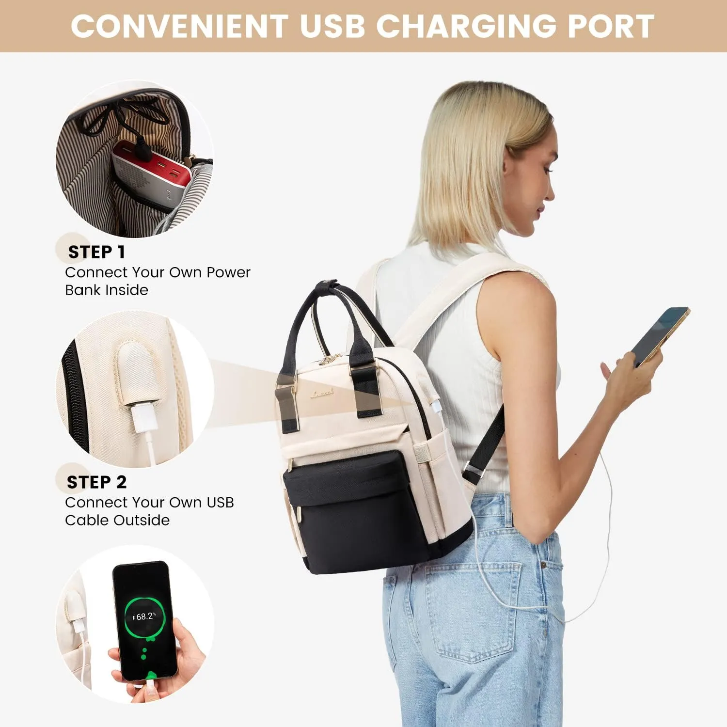 LOVEVOOK Mini Backpack for Women Stylish Waterproof Backpack Purse with USB Port, Cute Bookbag for College School Travel